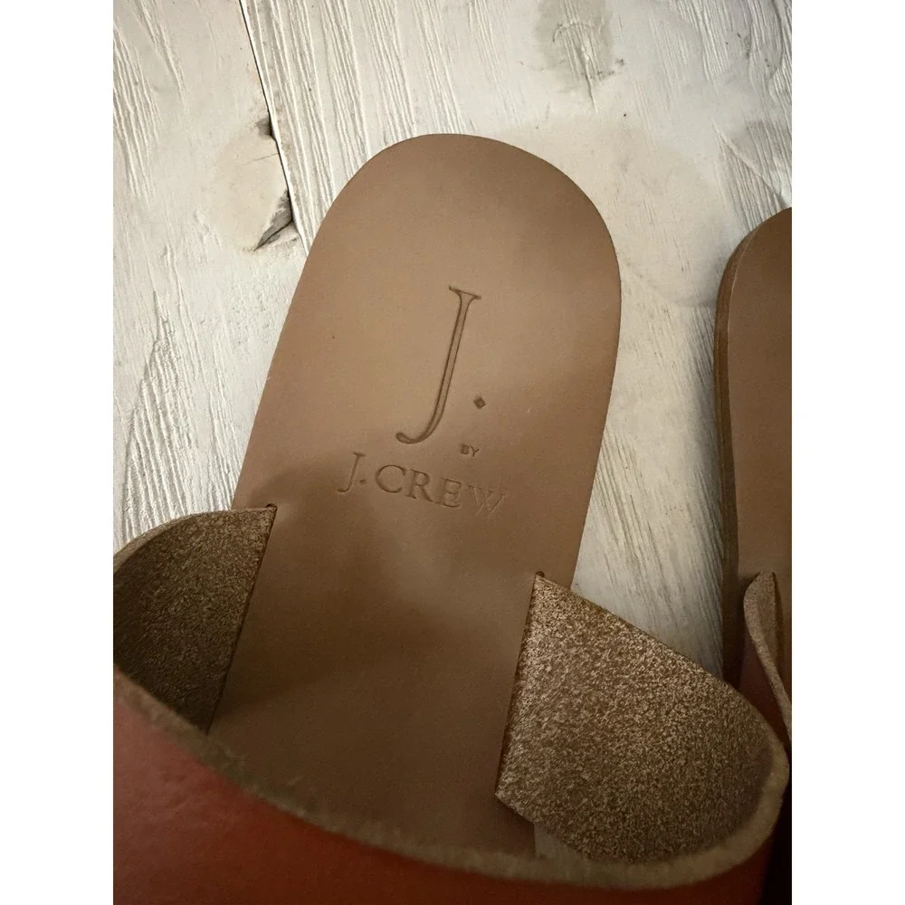 J Crew Sandals Sz 7 Boardwalk 2 Strap Slip On Slides Flats Boho Hippie Casual